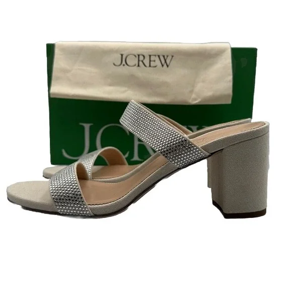 J Crew Sandal Lucie‎ double-strap block-heel sandals w crystals Size 10  BP318 - Picture 5 of 12